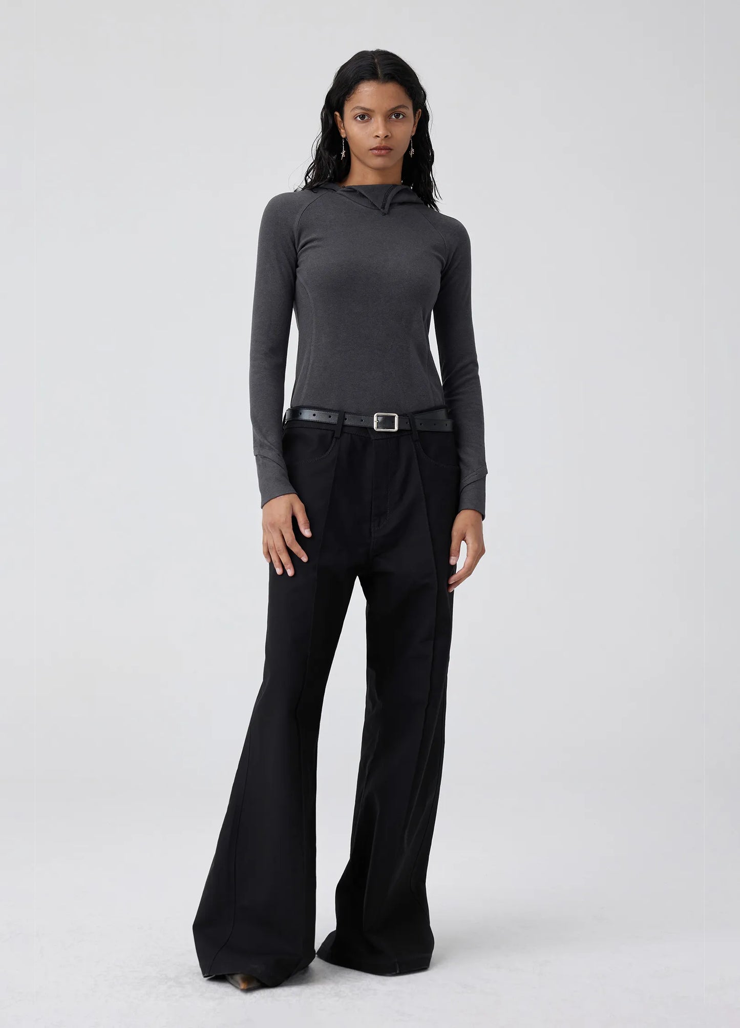 Slit Collar Long Sleeve