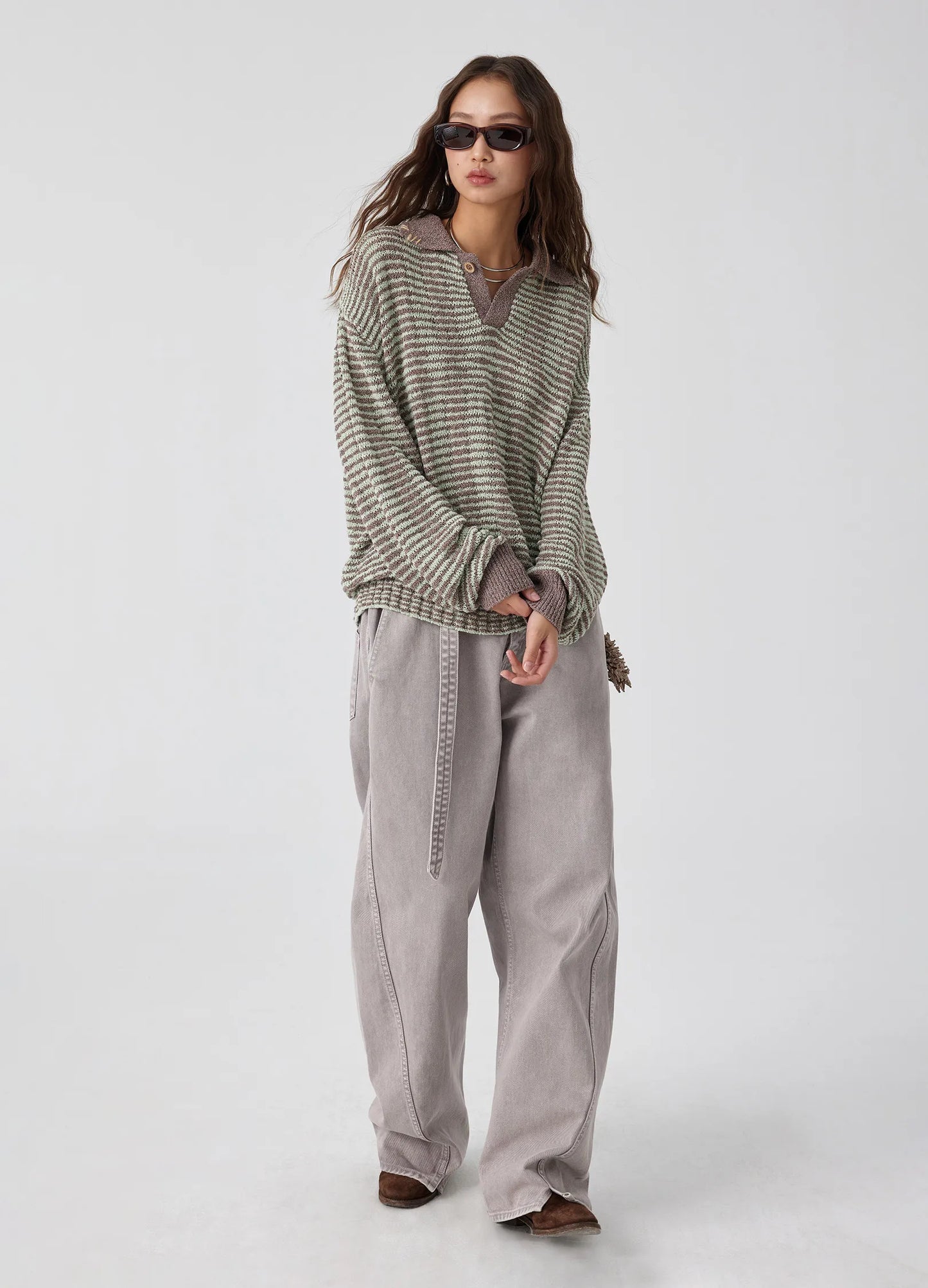 Split Stitch Belted Denims