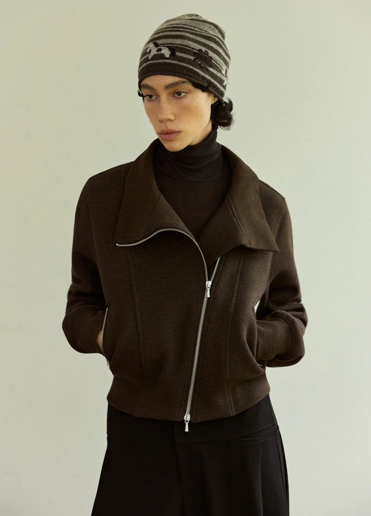 Stand-Collar Zip Jacket