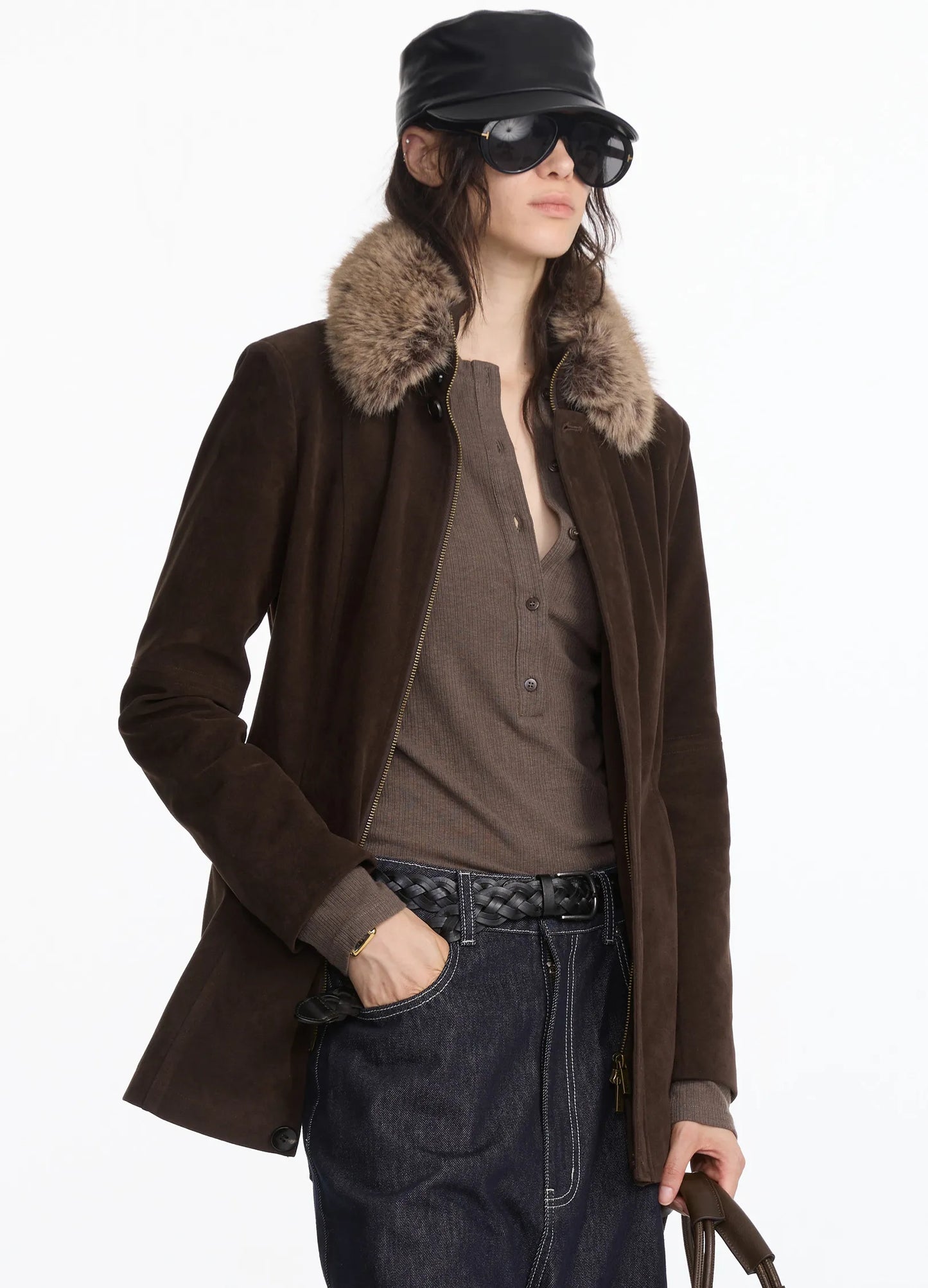Suede Fur Long Coat