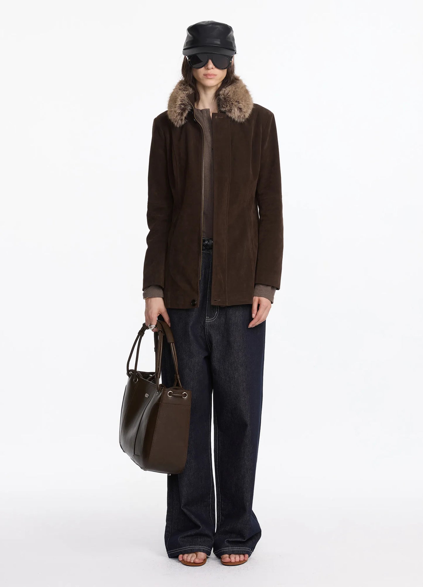 Suede Fur Long Coat