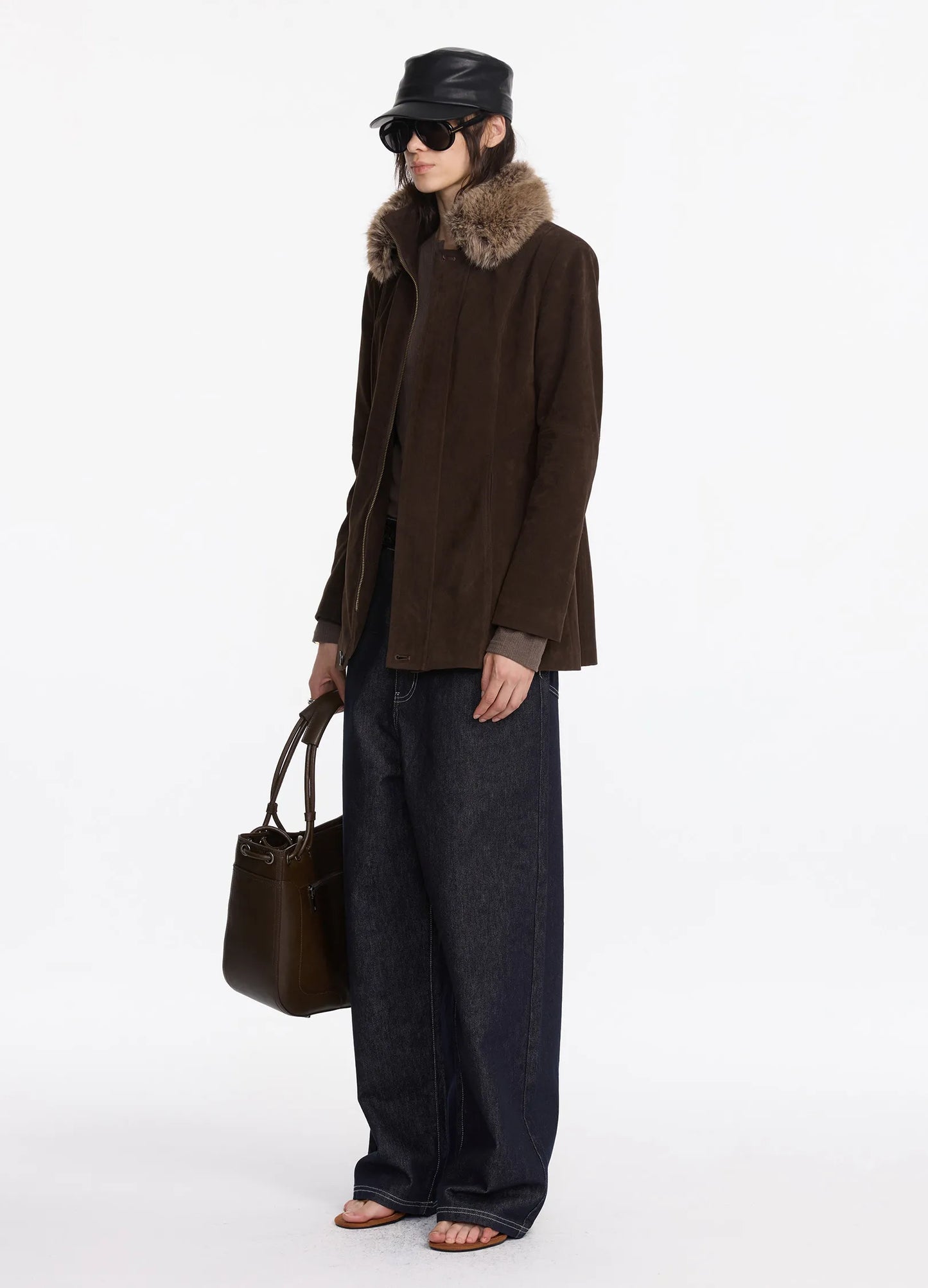 Suede Fur Long Coat