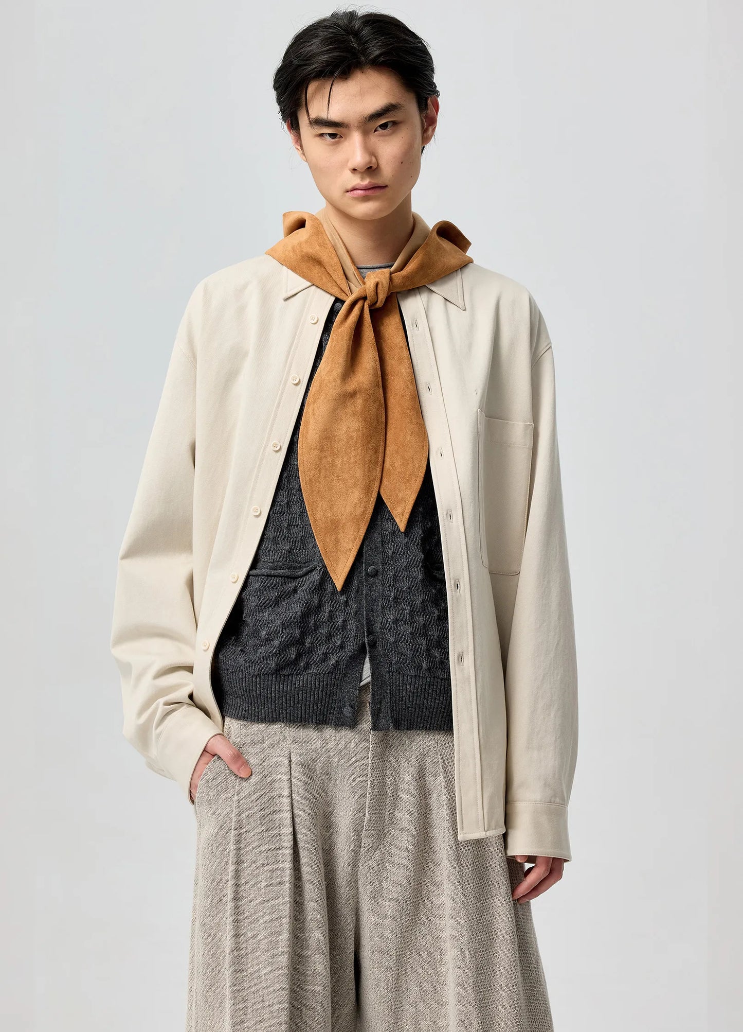 Suede Hooded Scarf