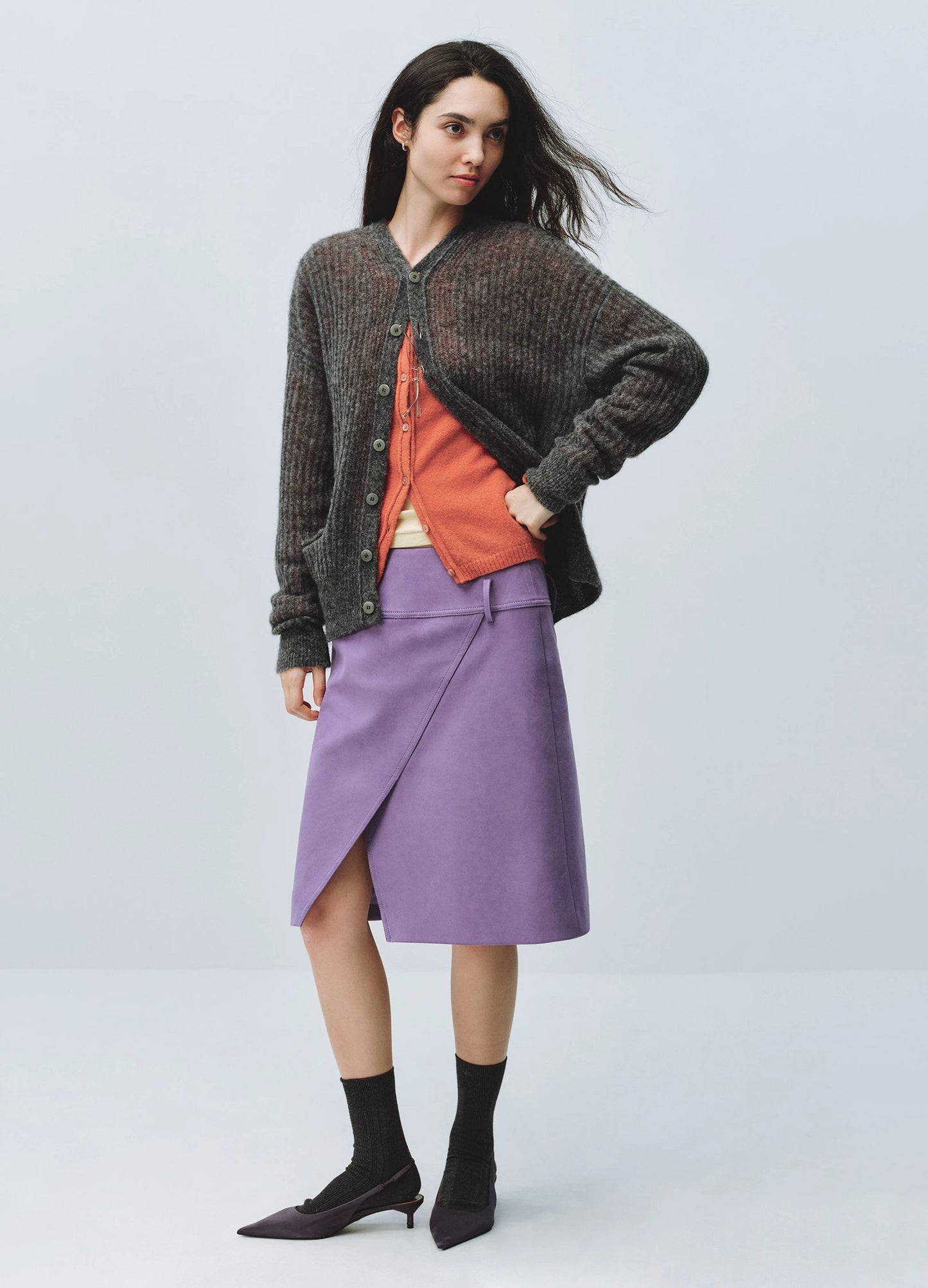 Suede Split Skirt