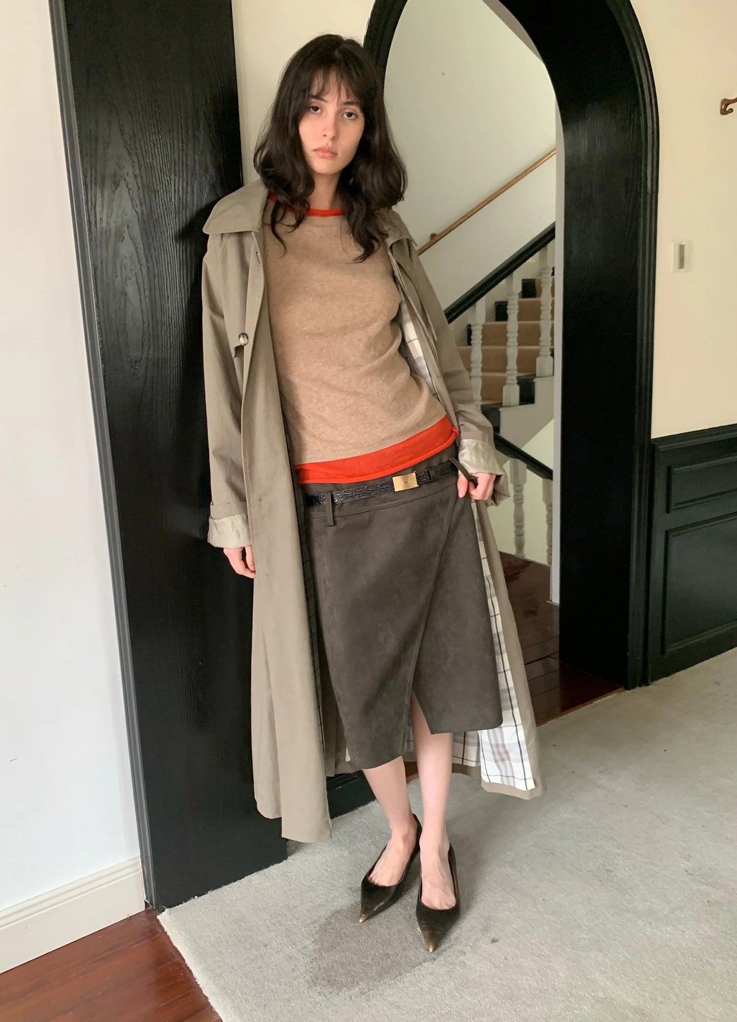 Suede Split Skirt