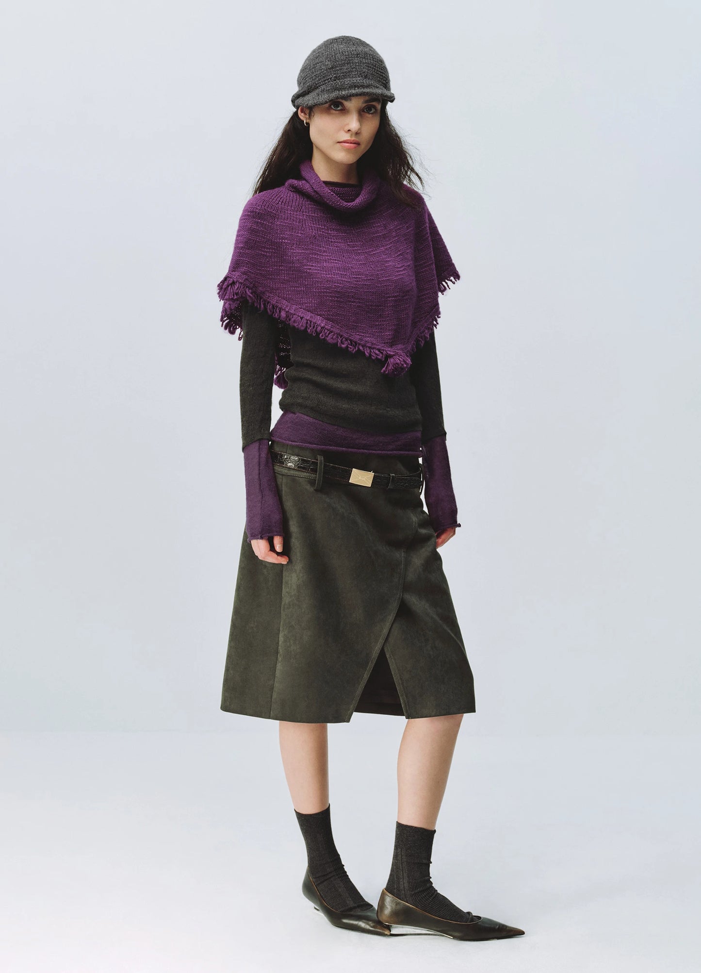 Suede Split Skirt