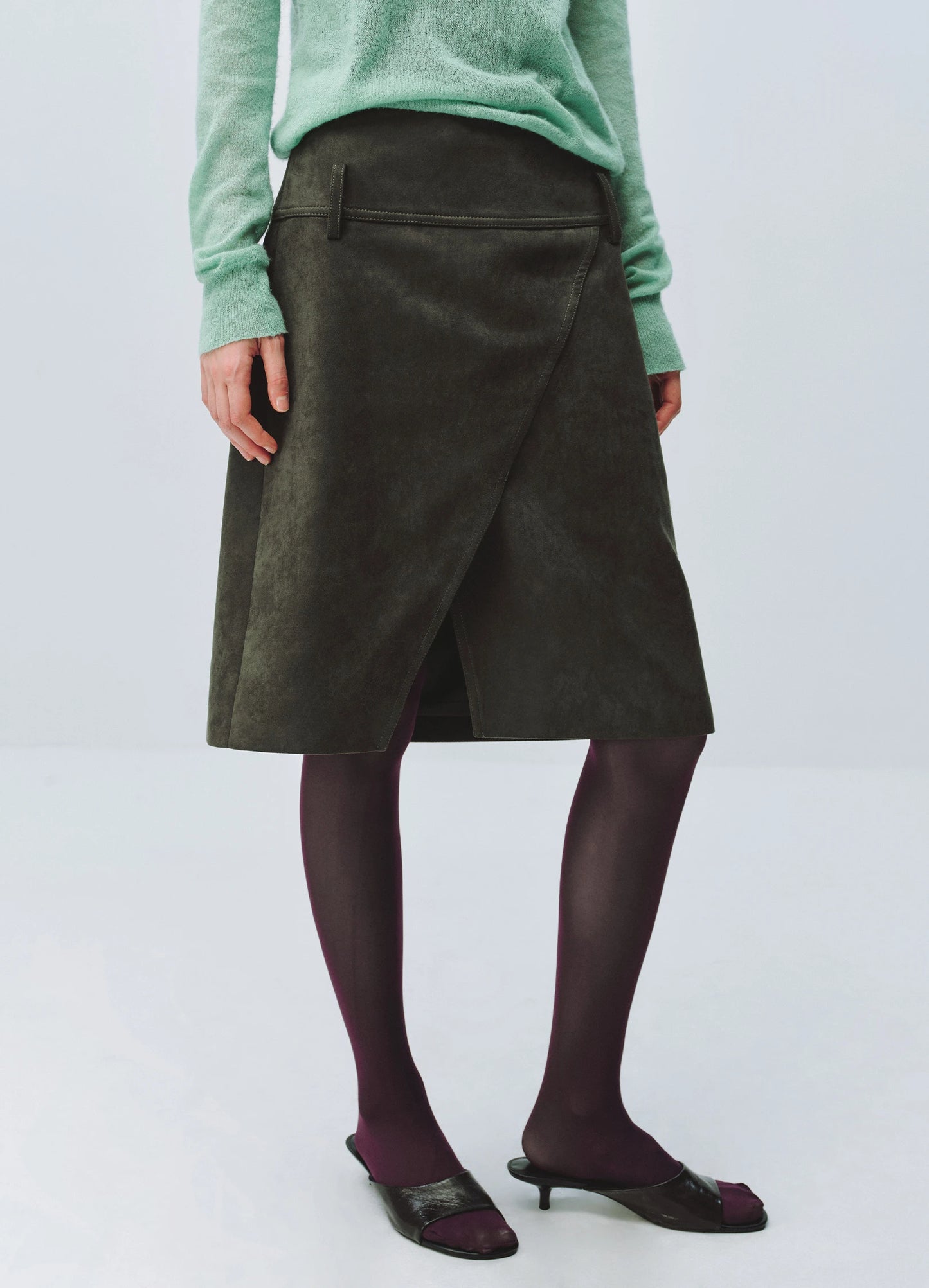 Suede Split Skirt