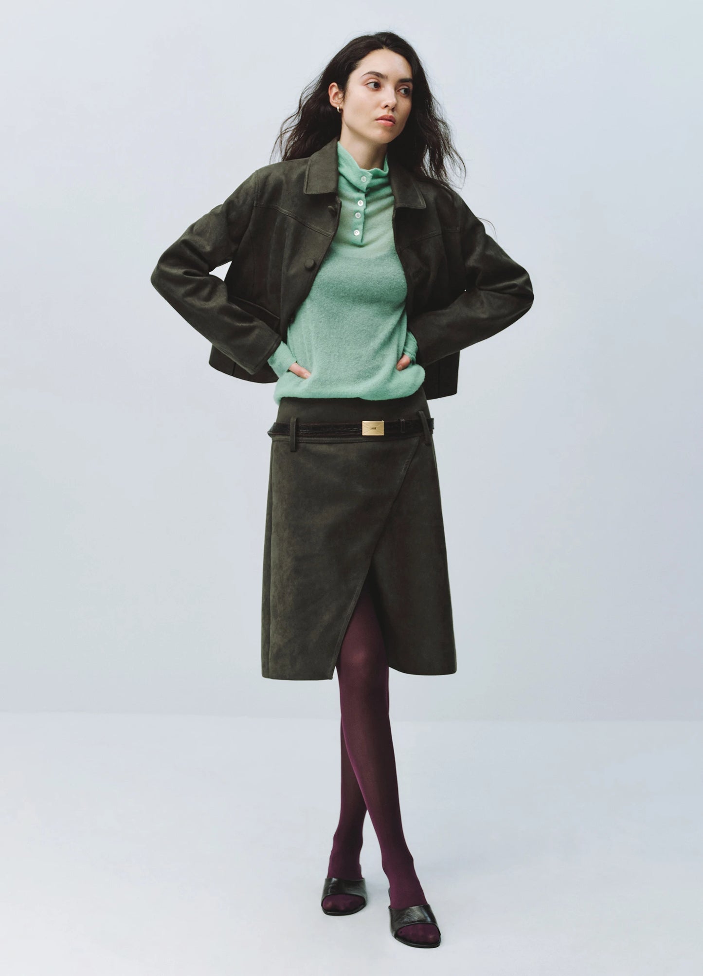 Suede Split Skirt