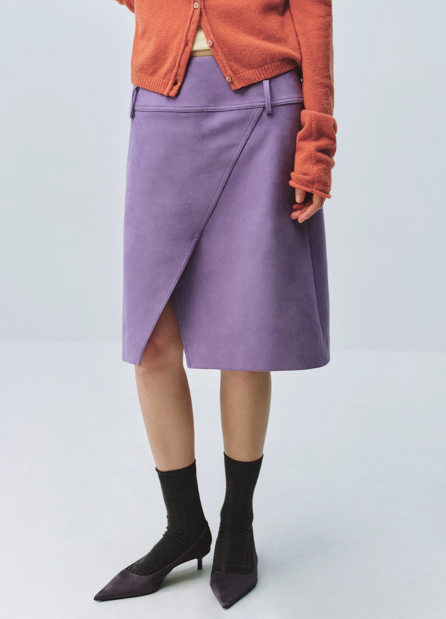 Suede Split Skirt