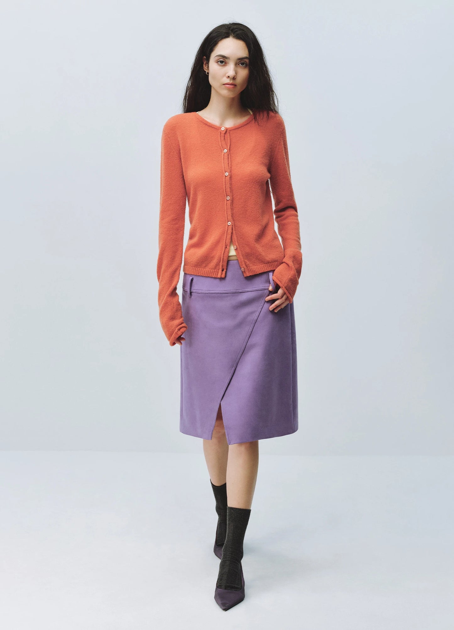 Suede Split Skirt