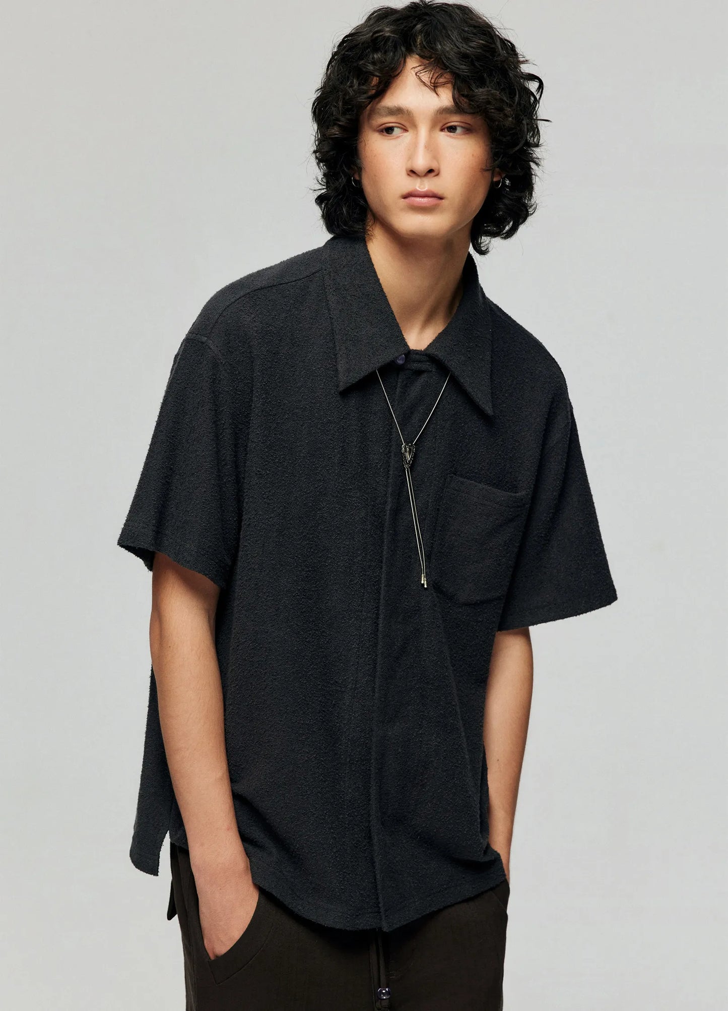 Terrycloth Knit Short Sleeve Shirt