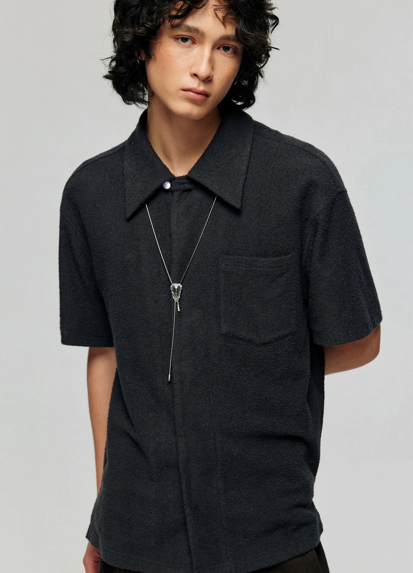 Terrycloth Knit Short Sleeve Shirt