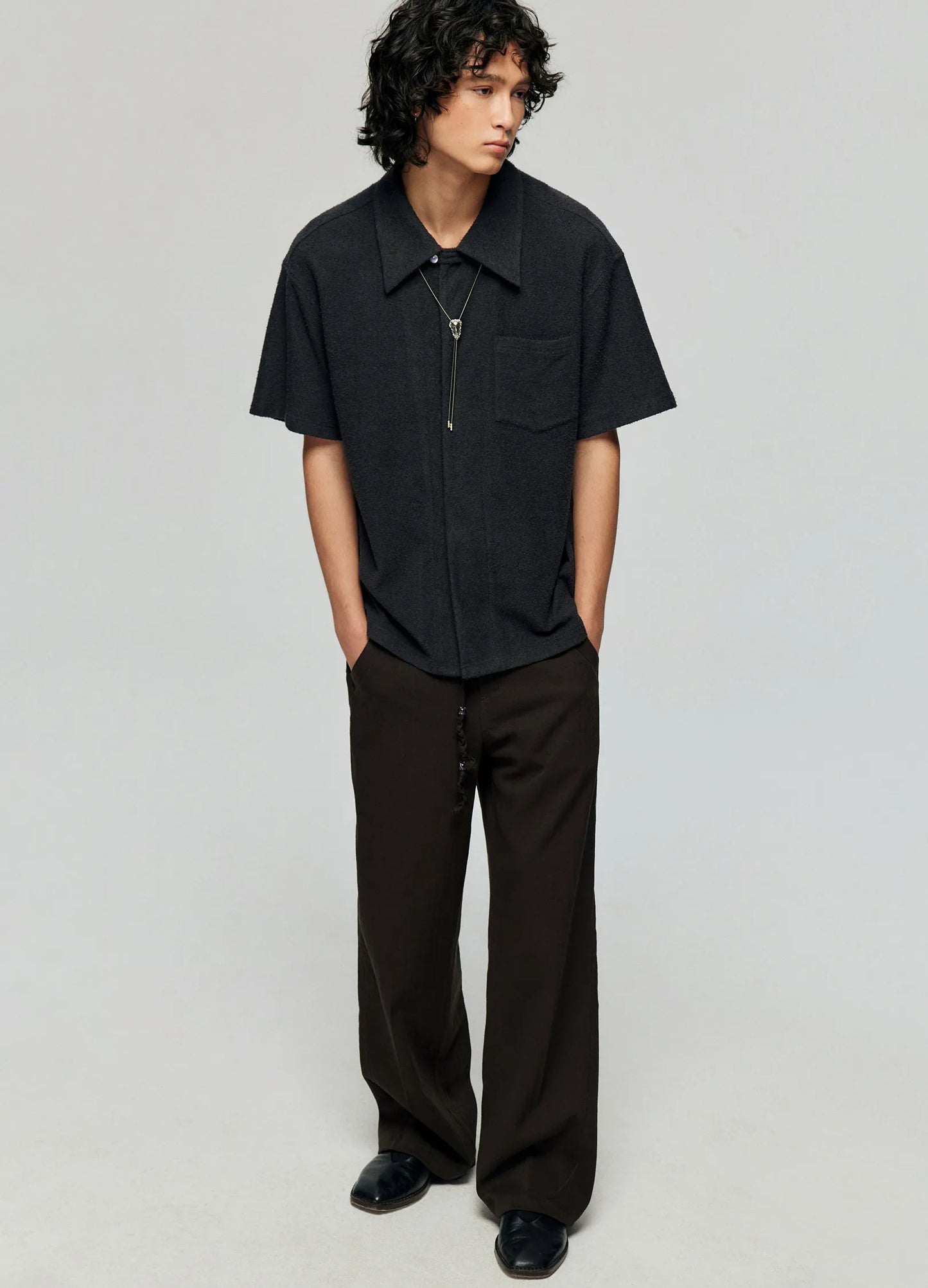Terrycloth Knit Short Sleeve Shirt