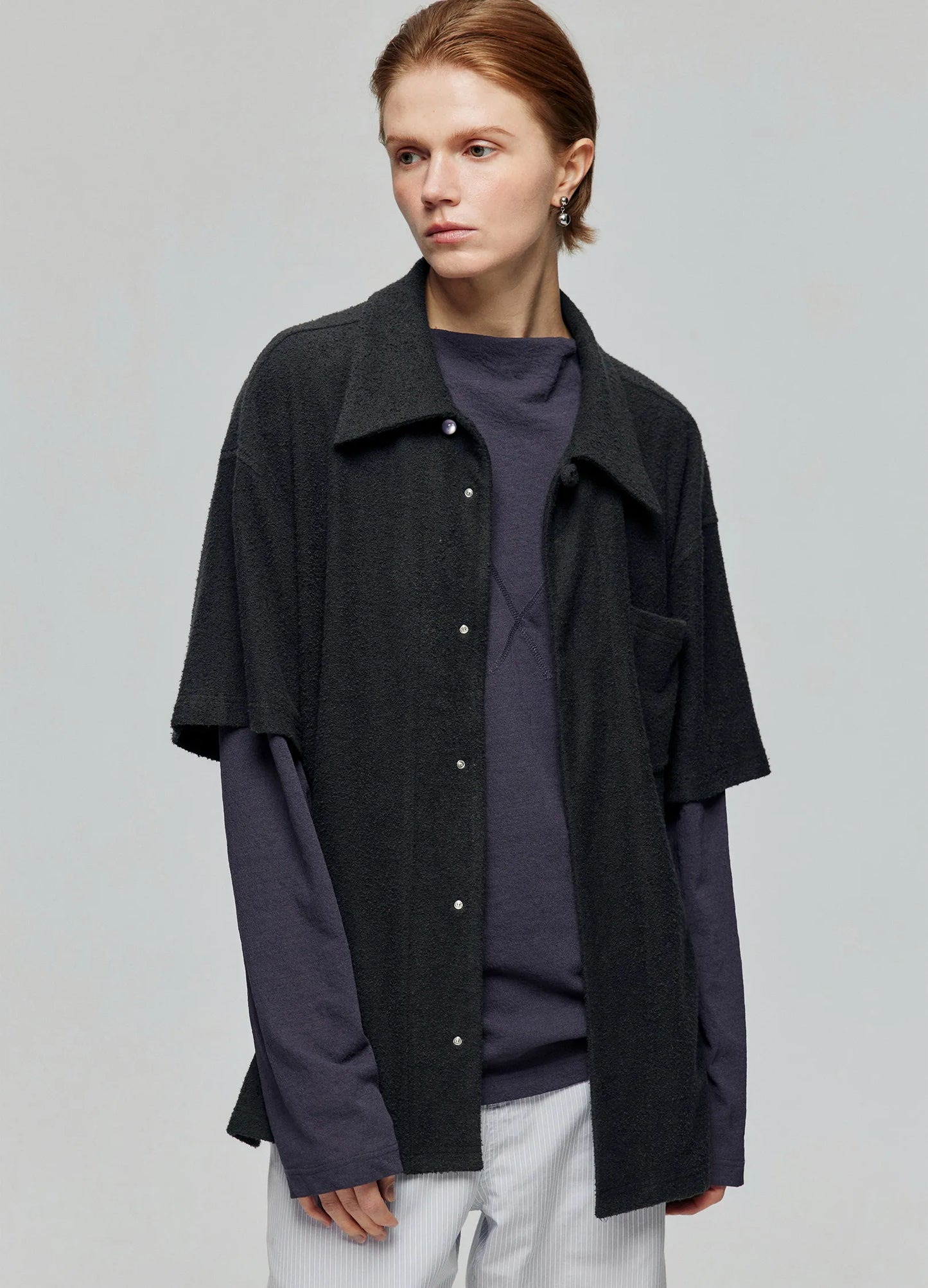 Terrycloth Knit Short Sleeve Shirt