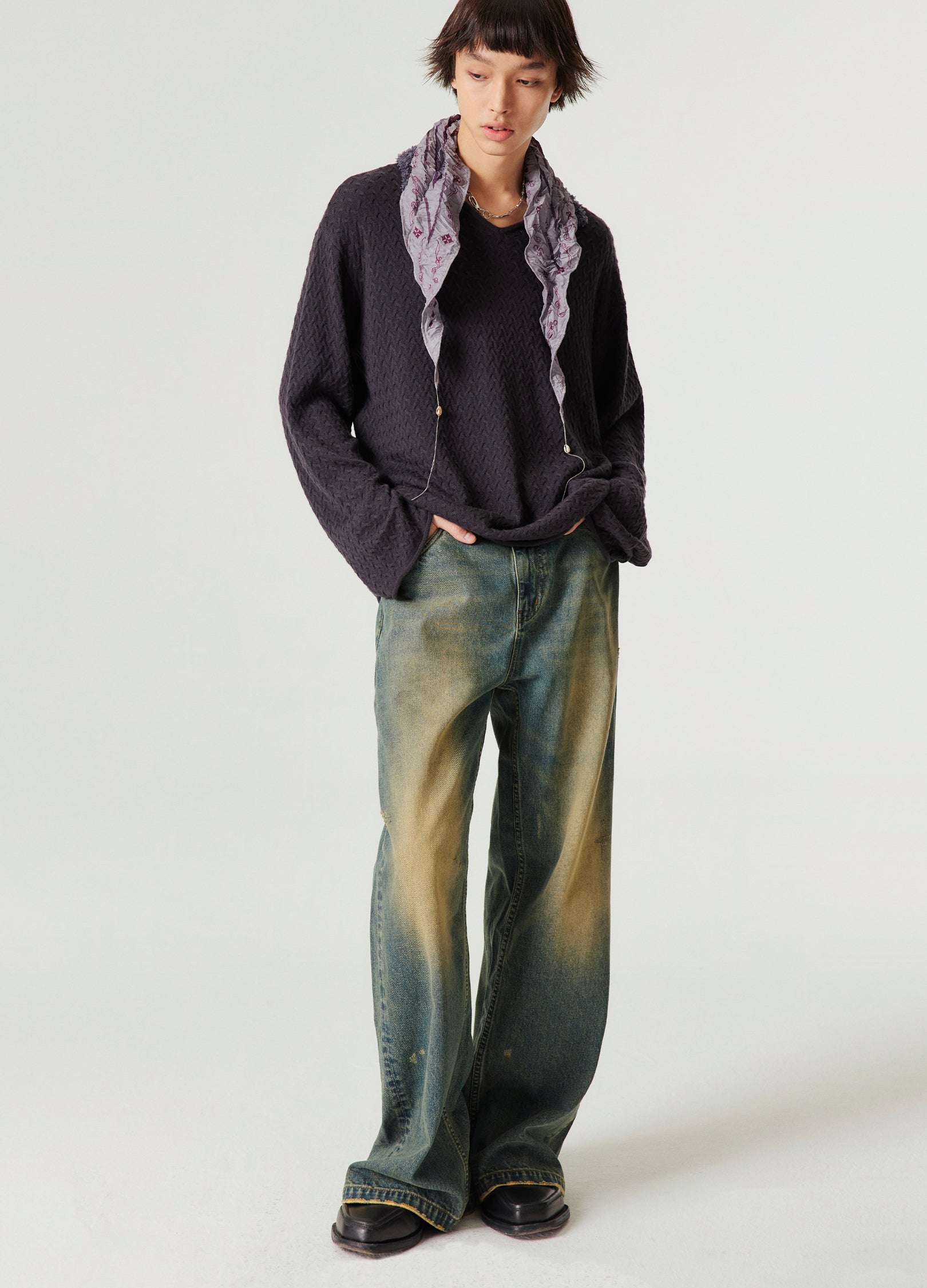 Vintage Wash Wide Straight Jeans opium 【公式通販】