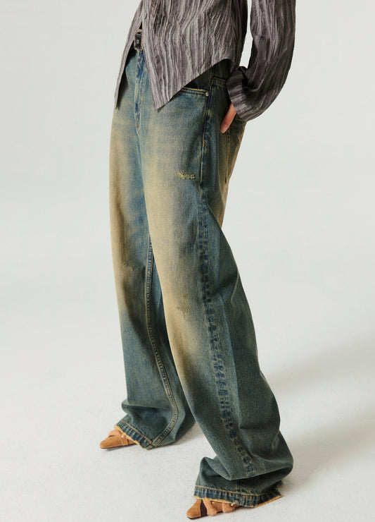 Vintage Wash Wide Denim