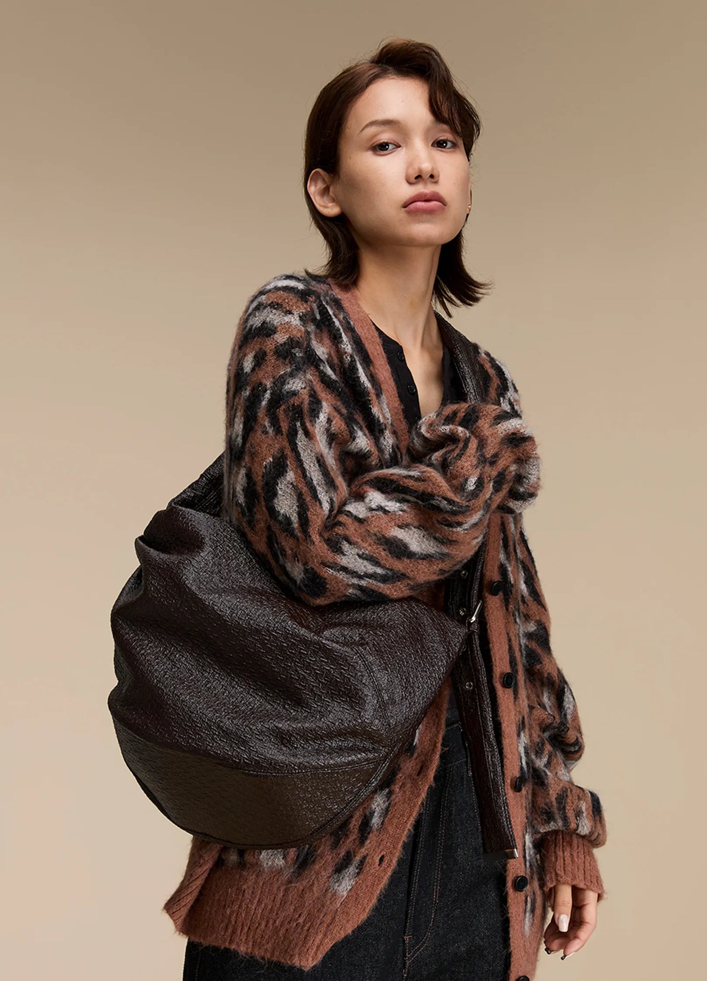 Vintage Textured Shoulder Bag