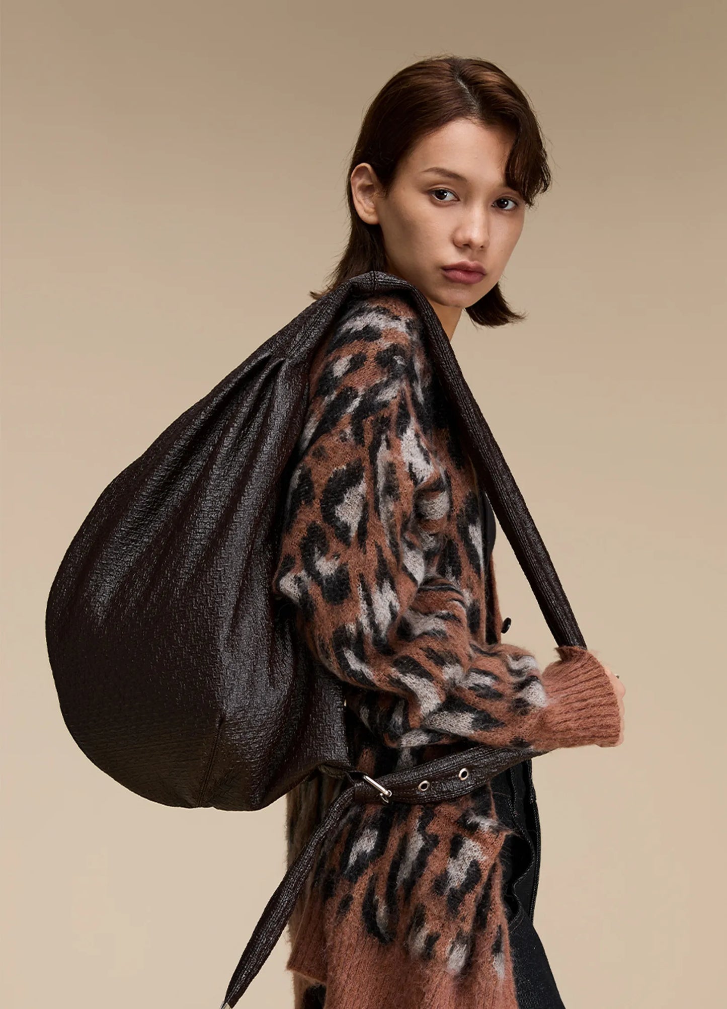 Vintage Textured Shoulder Bag