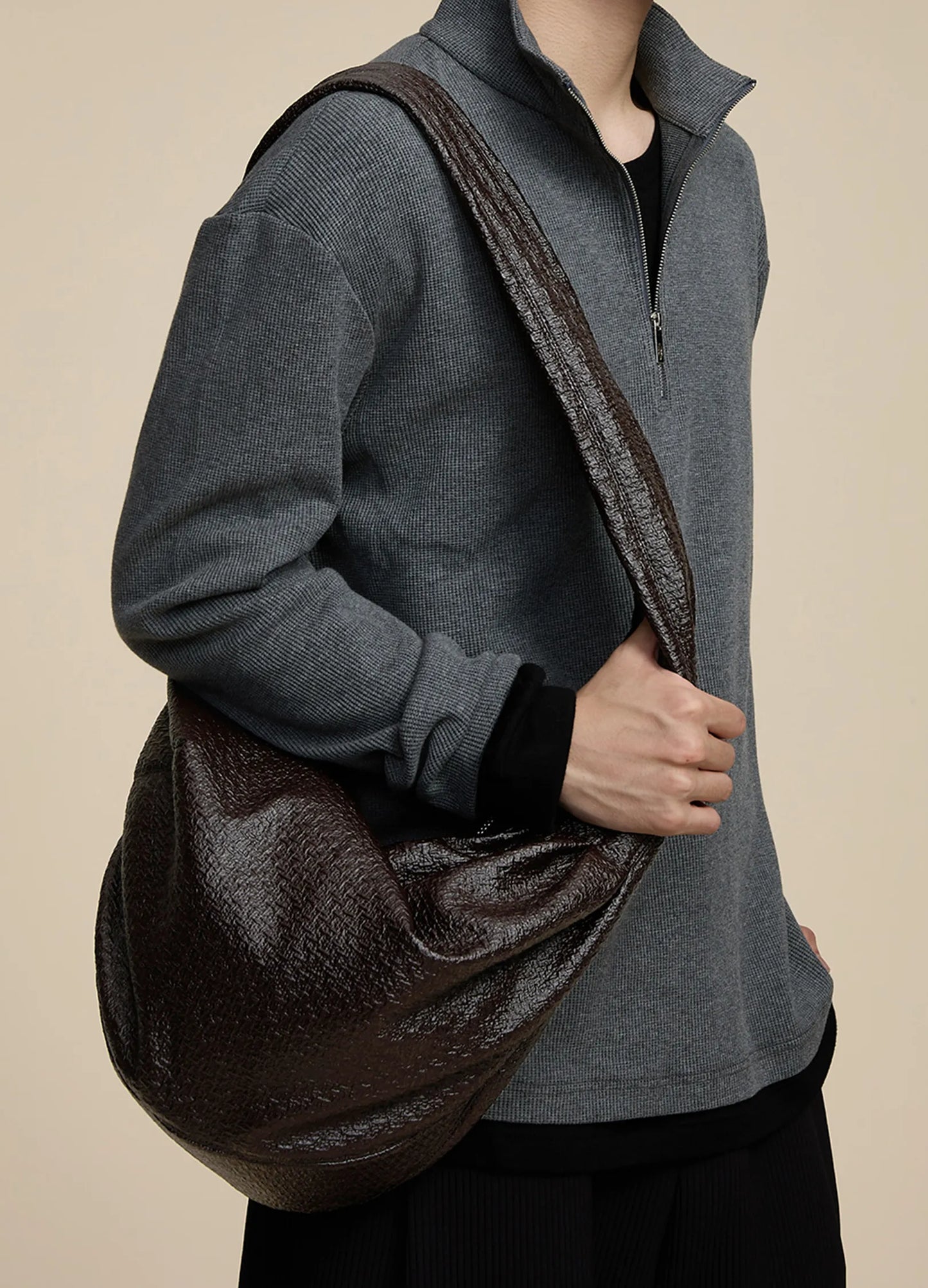 Vintage Textured Shoulder Bag