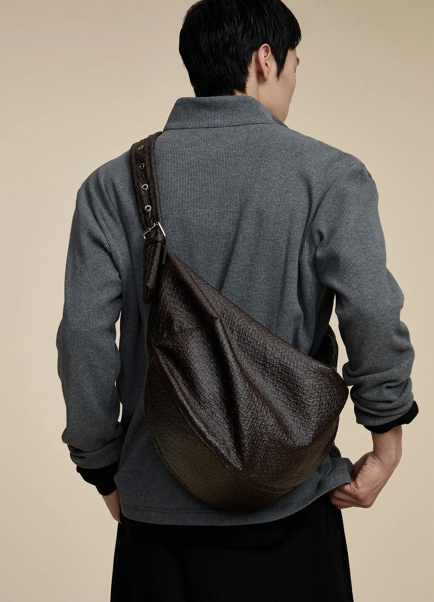 Vintage Textured Shoulder Bag