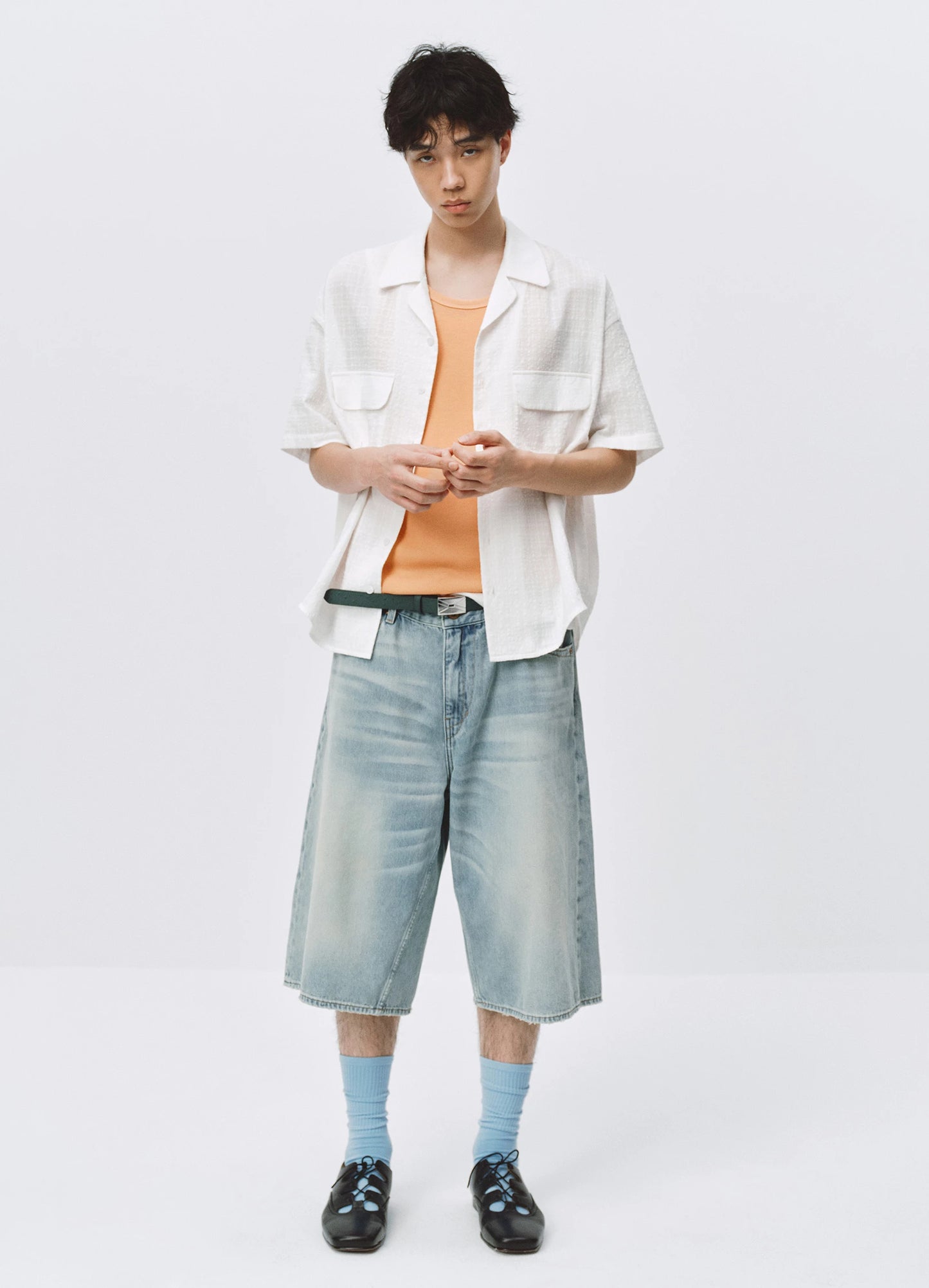 Washed Denim Shorts