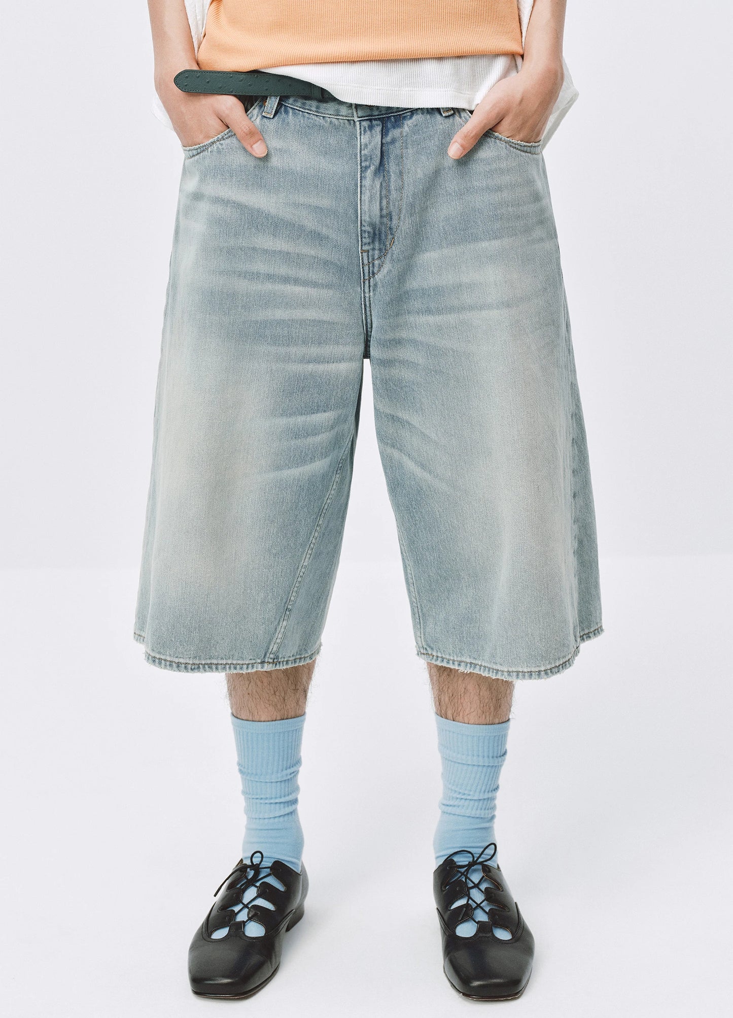 Washed Denim Shorts
