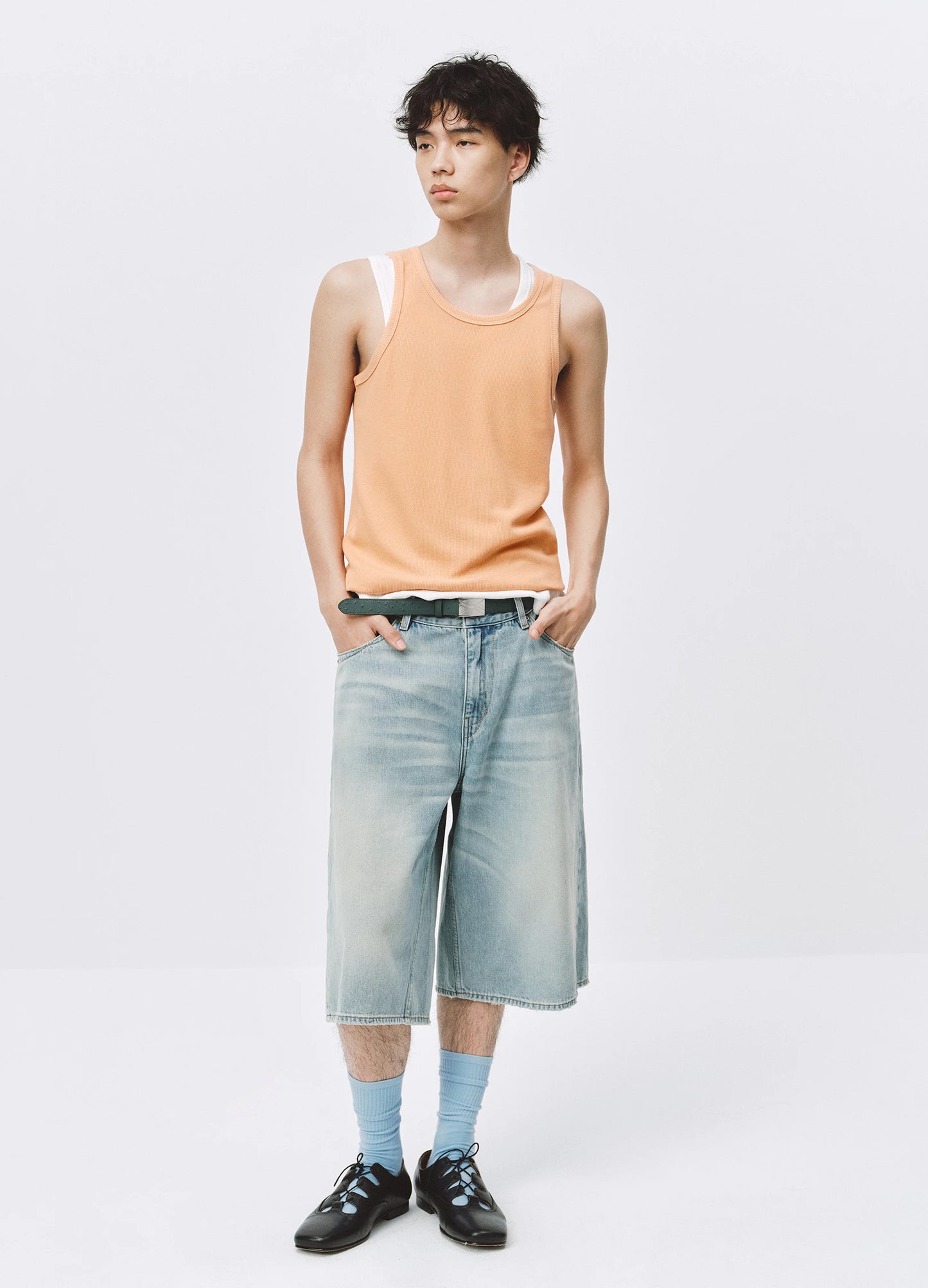 Washed Denim Shorts