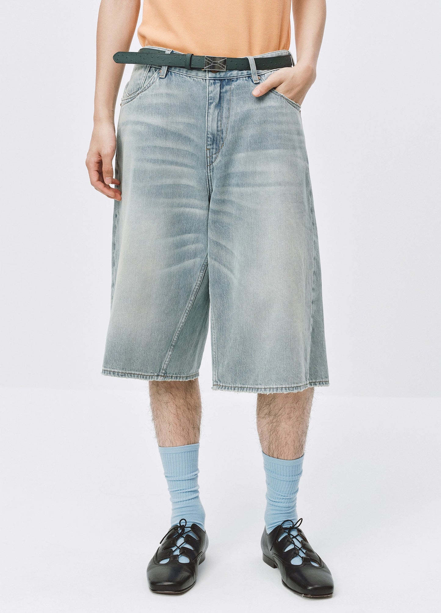 Washed Denim Shorts
