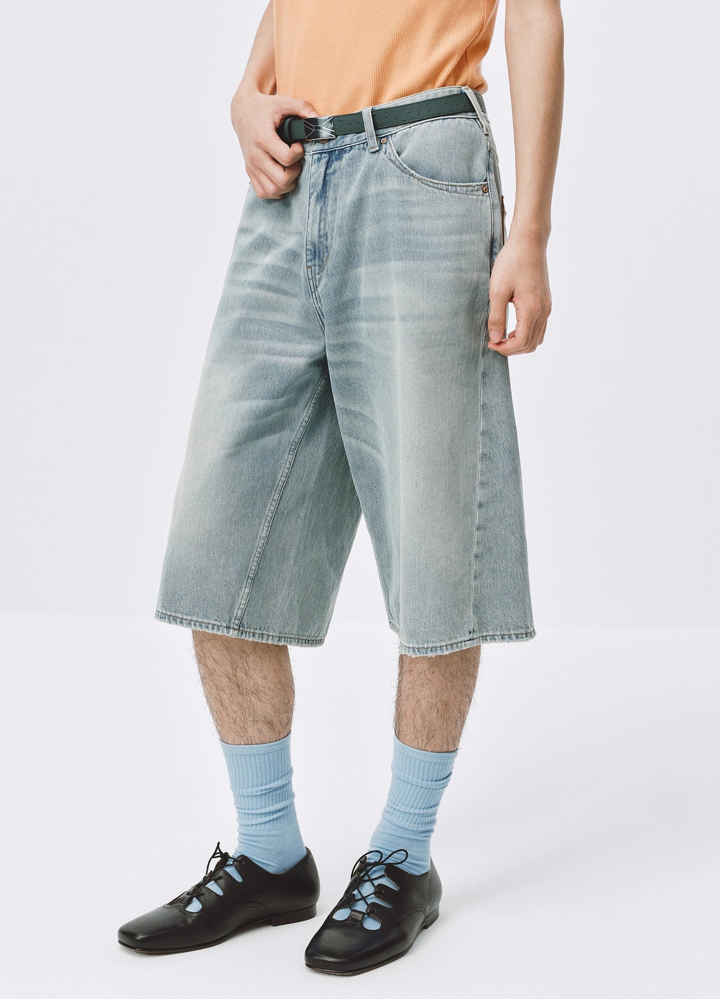 Washed Denim Shorts