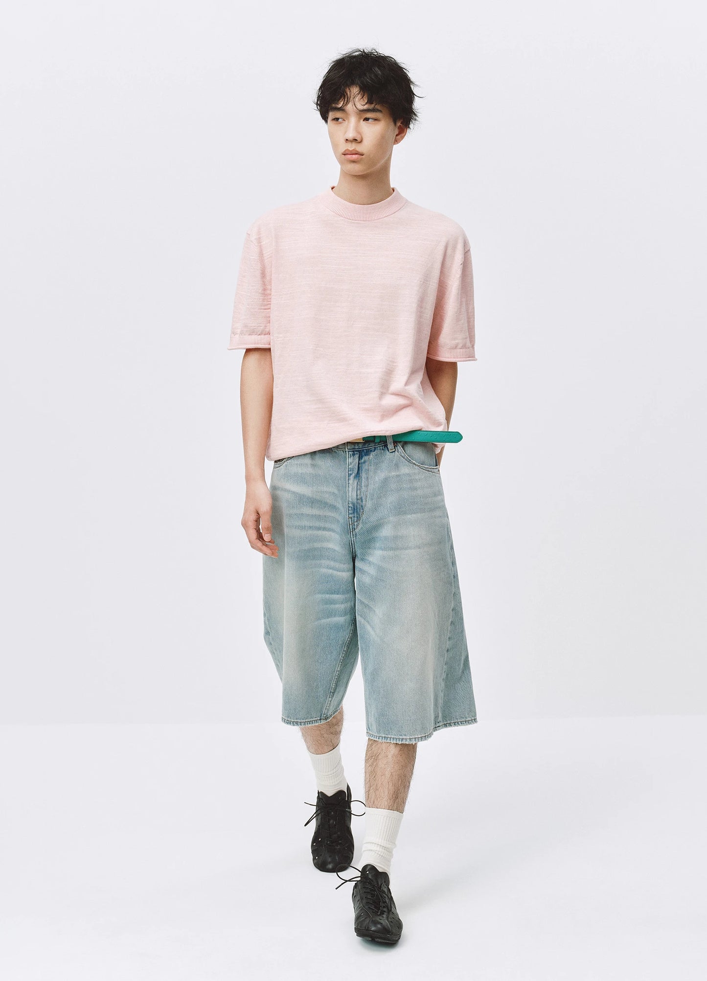 Washed Denim Shorts