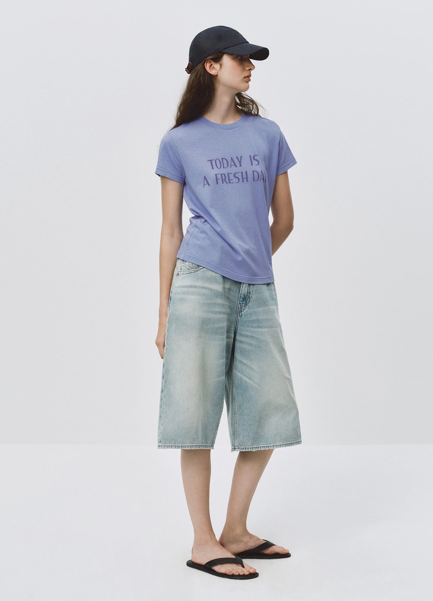 Washed Denim Shorts