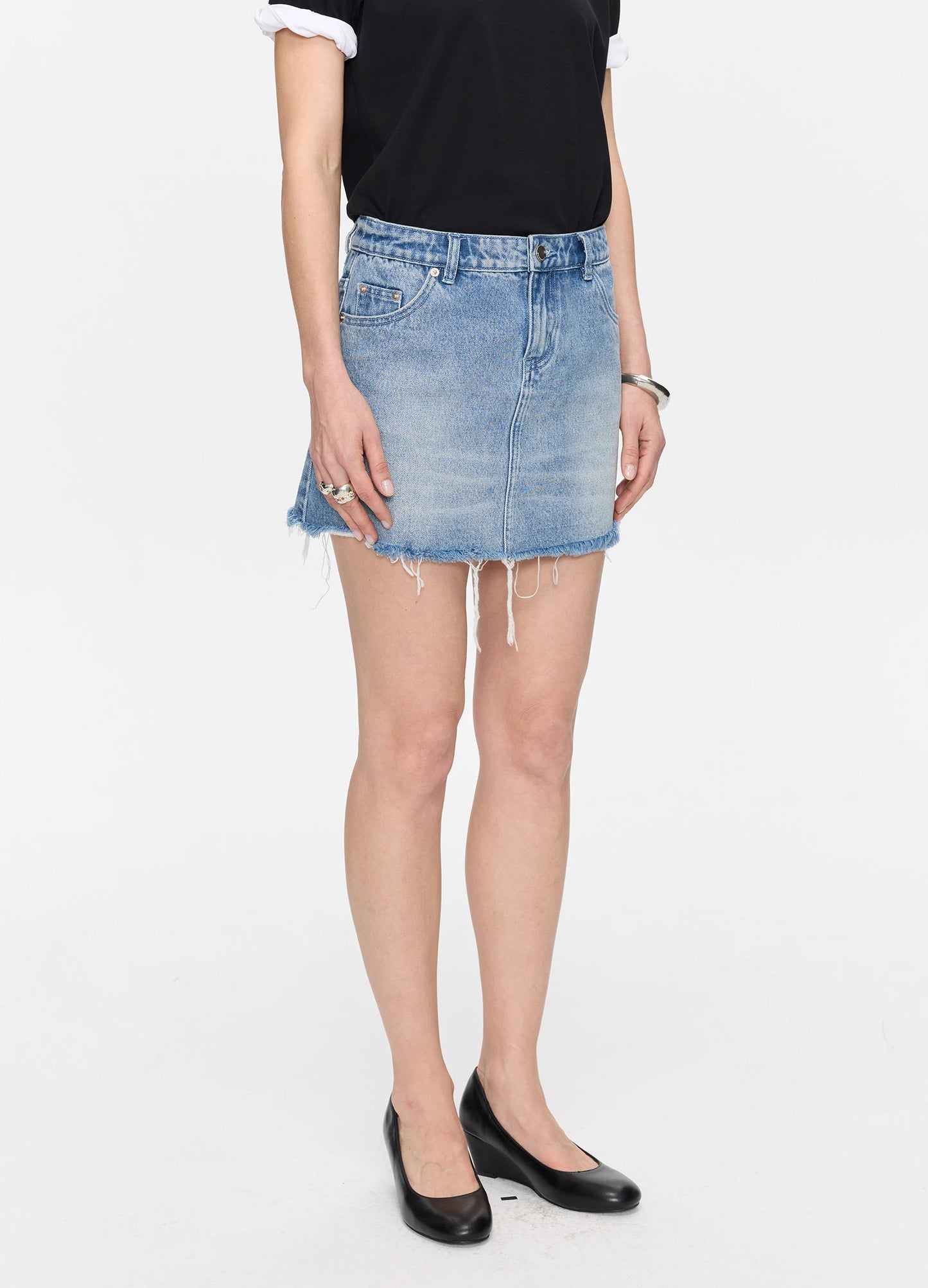 Washed Denim Skirt