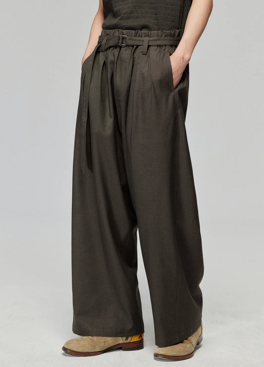 Wide Pleated Stretch Trousers