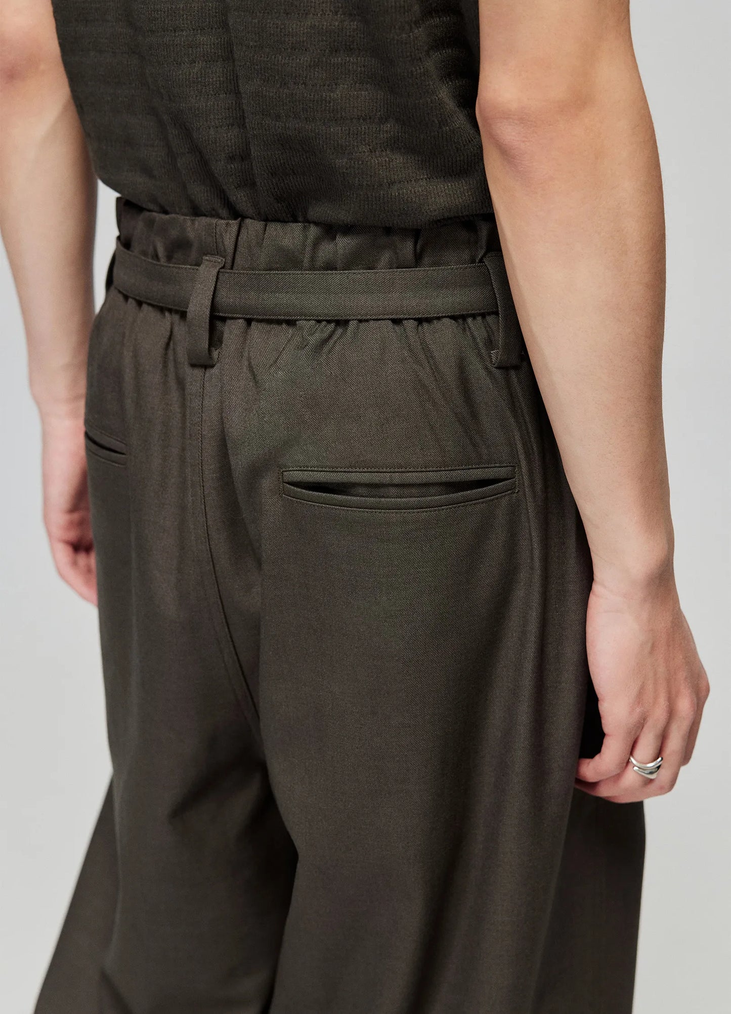 Wide Pleated Stretch Trousers