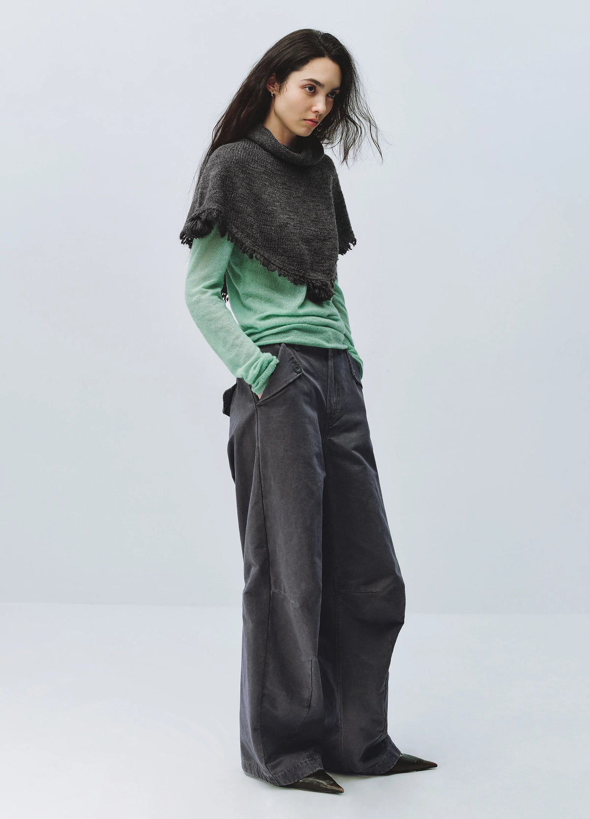 Fringed Wool Cape