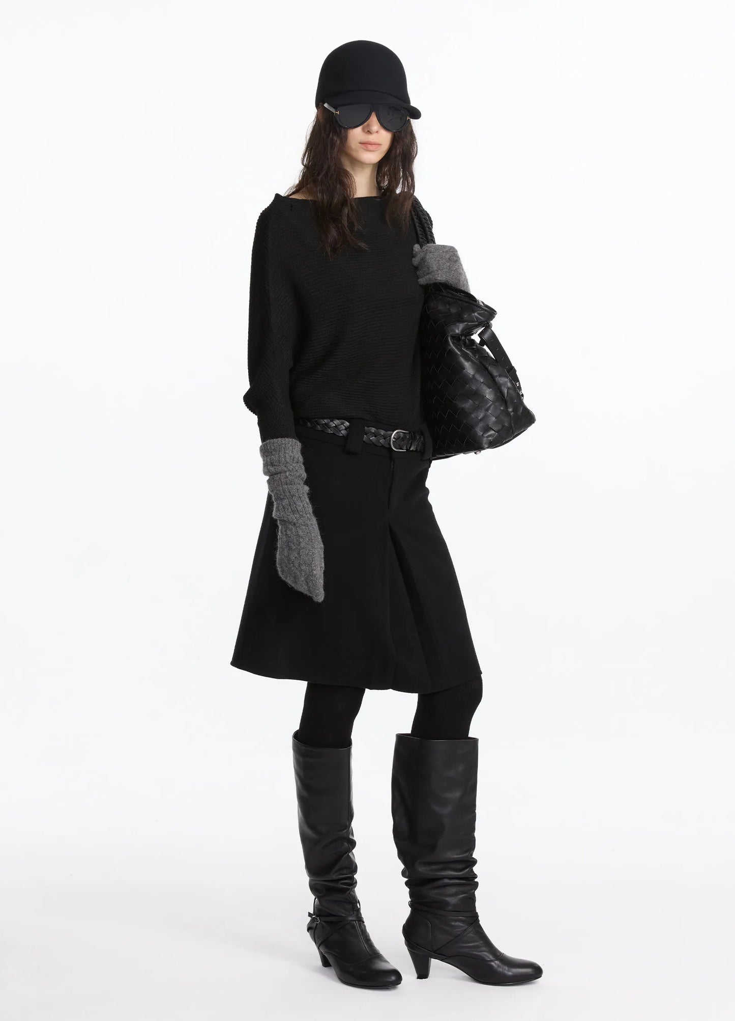 Wool Pleated Midi Skirt