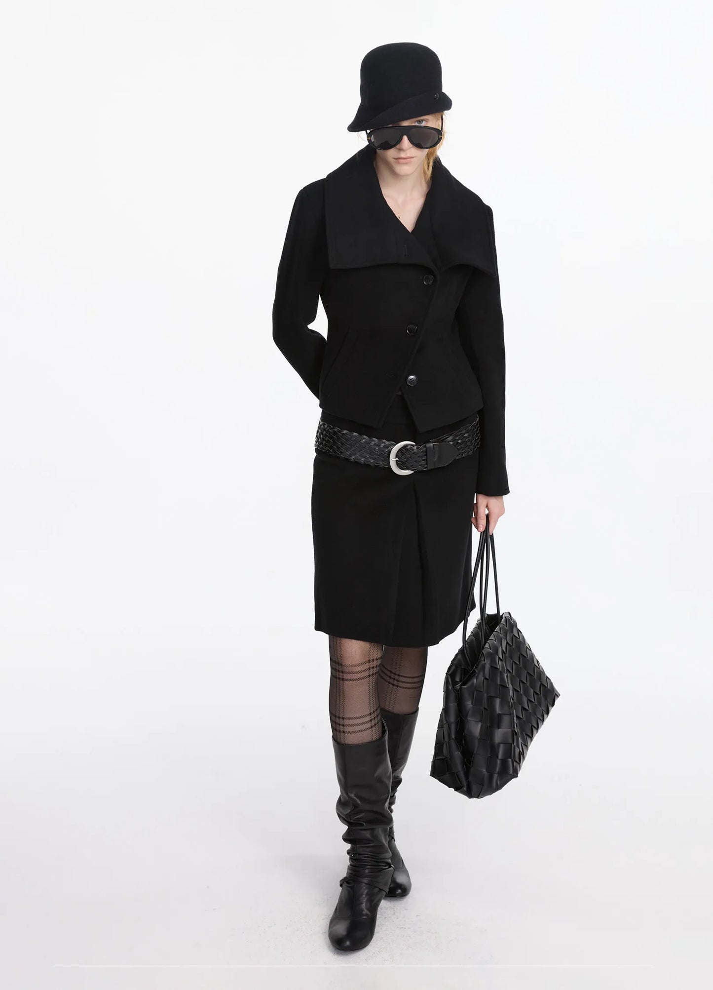 Wool Pleated Midi Skirt