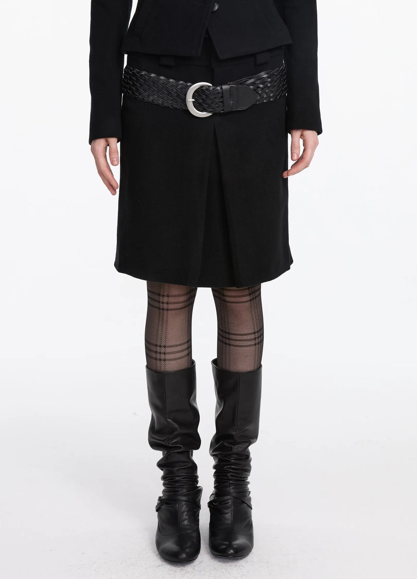 Wool Pleated Midi Skirt