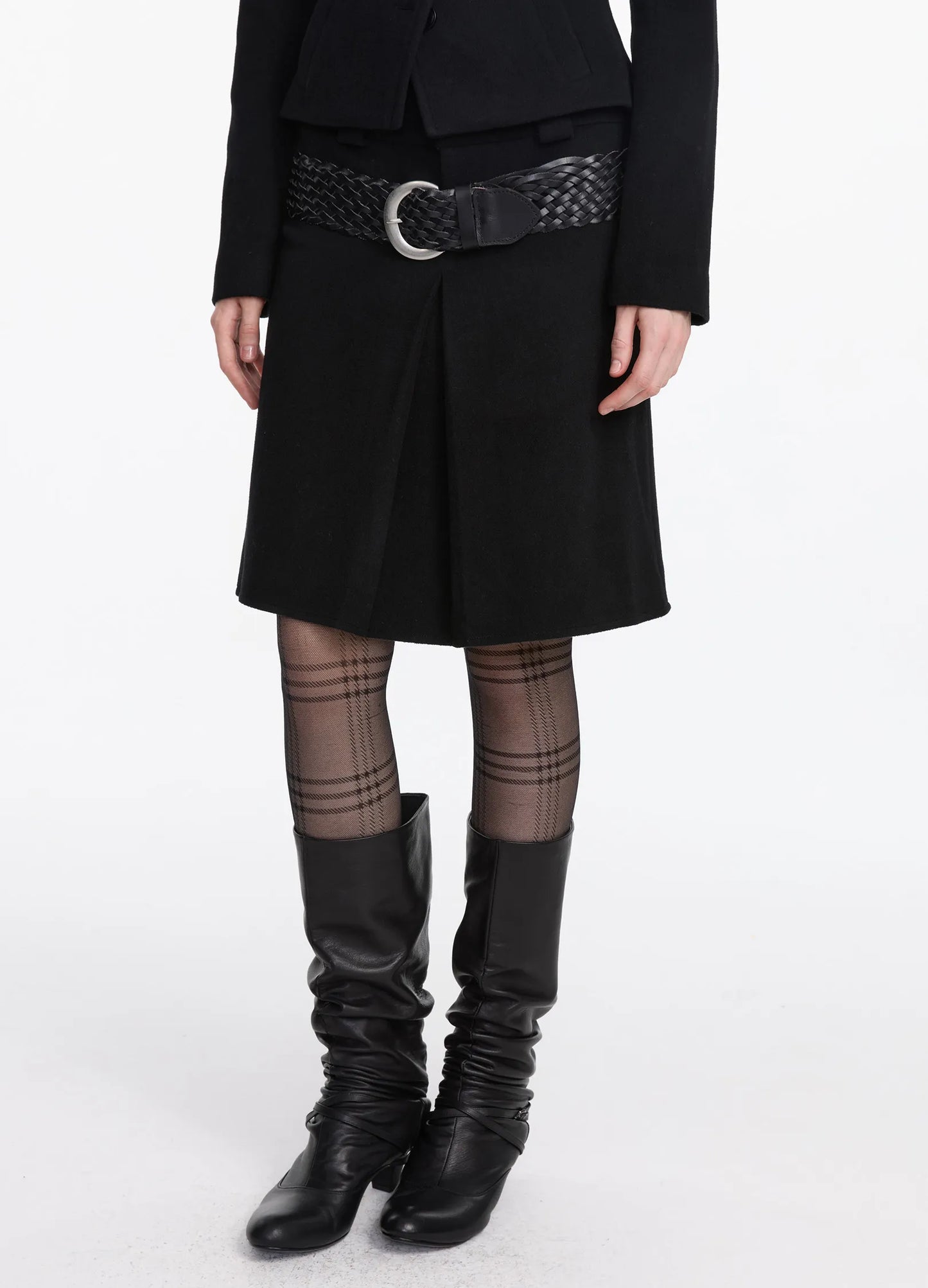 Wool Pleated Midi Skirt
