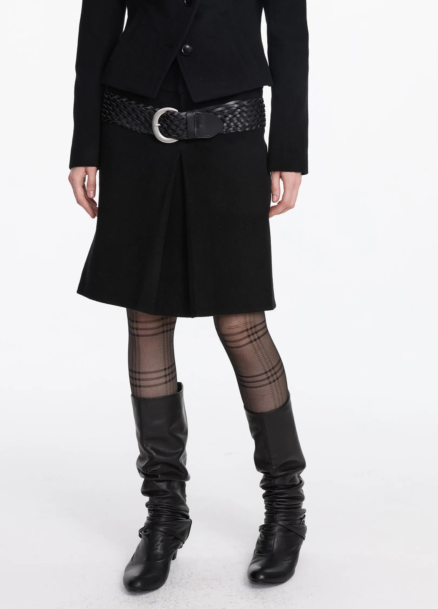 Wool Pleated Midi Skirt