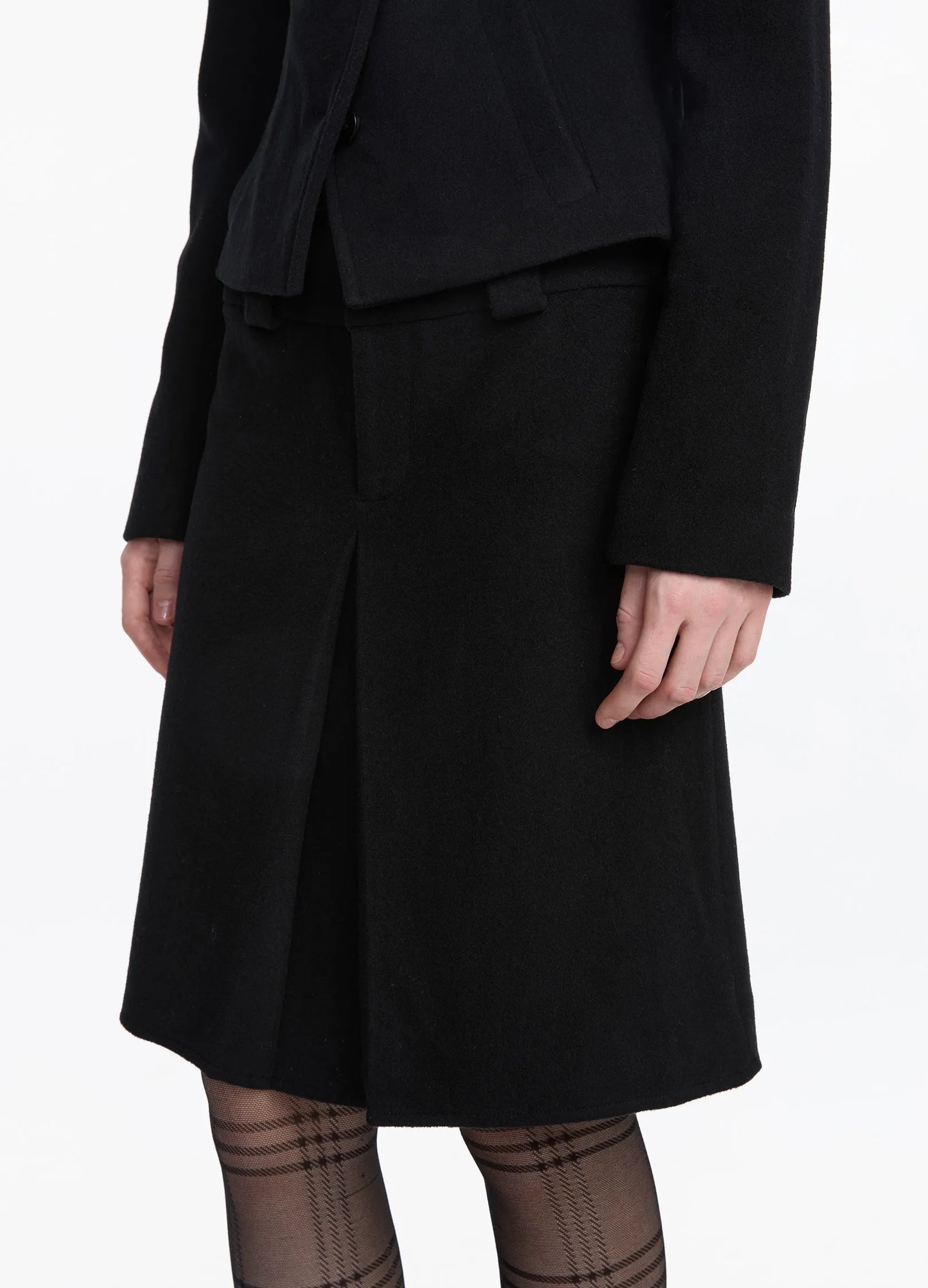 Wool Pleated Midi Skirt