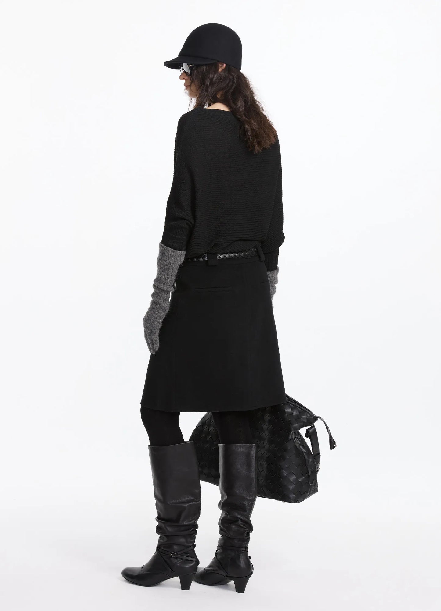 Wool Pleated Midi Skirt