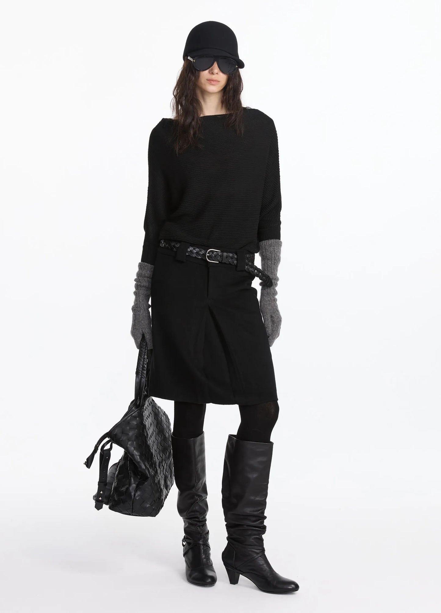 Wool Pleated Midi Skirt