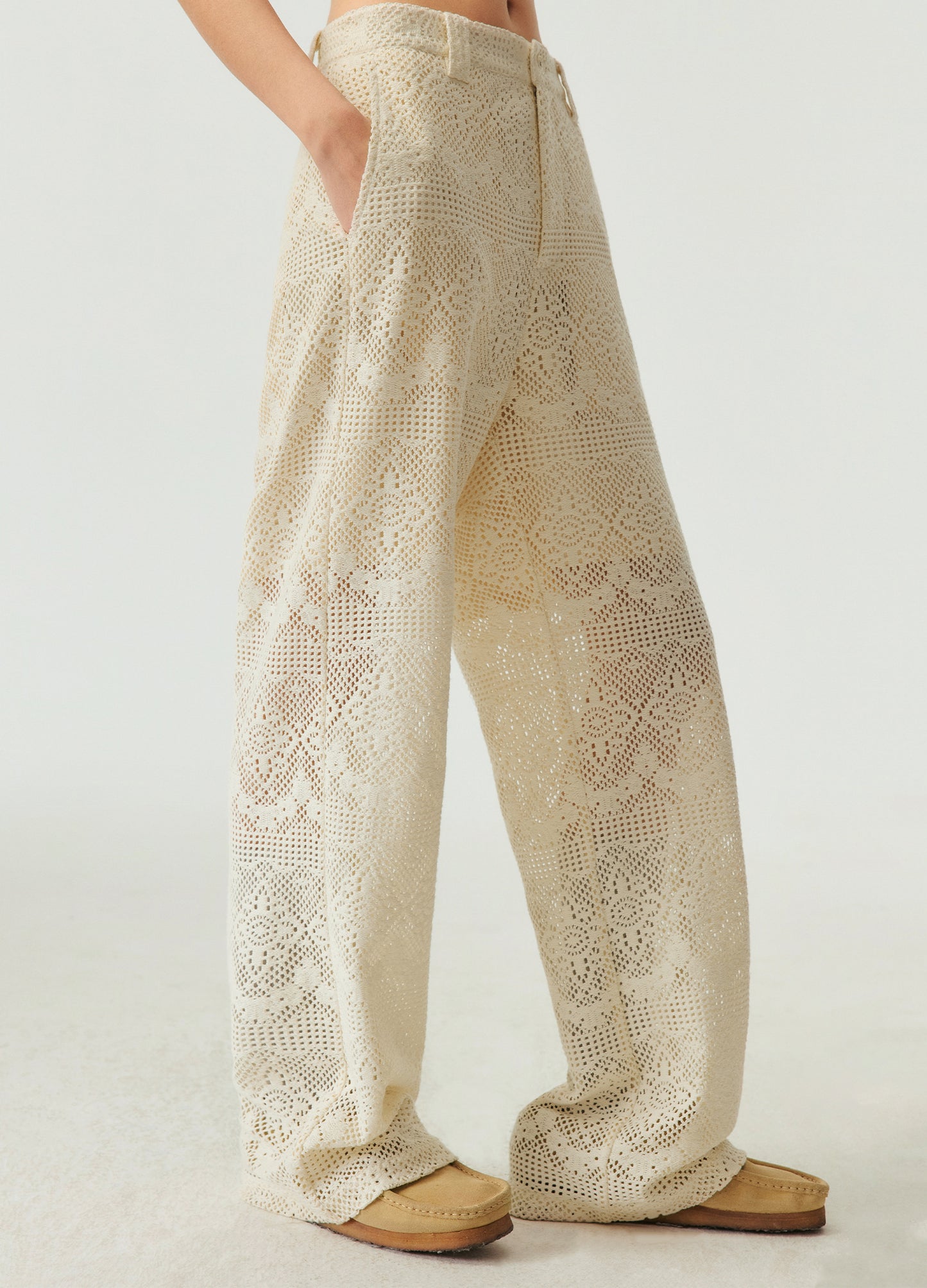 Hollow Lace Wide Trousers